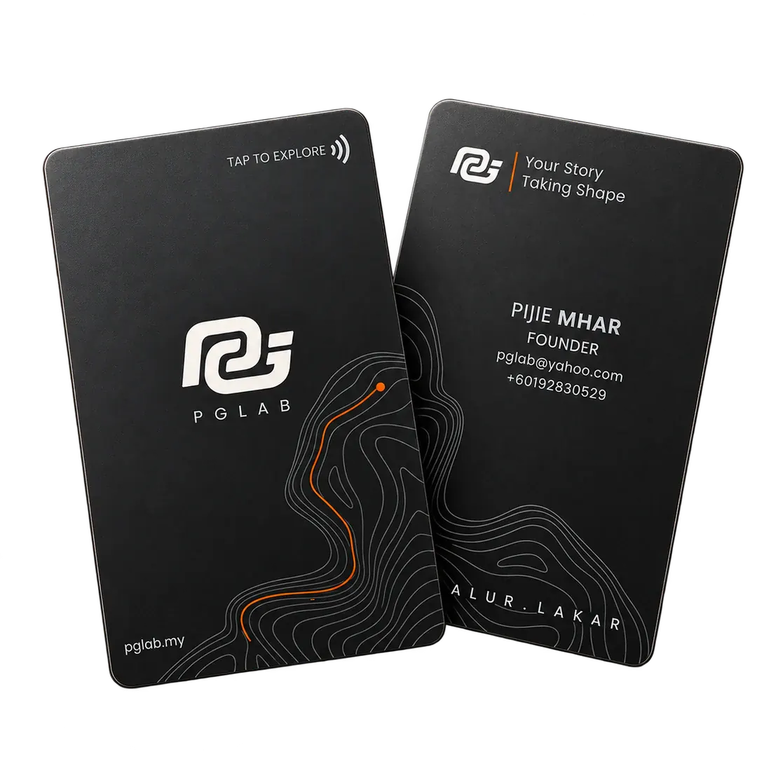 Personalised PAUT NFC business card, front and back